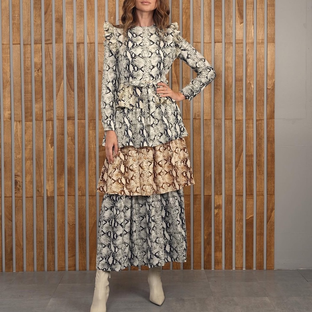 Mix print layered dress